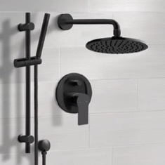 Matte Black Rain Shower System with Handheld, Rain Shower Head, Shower Faucet Set